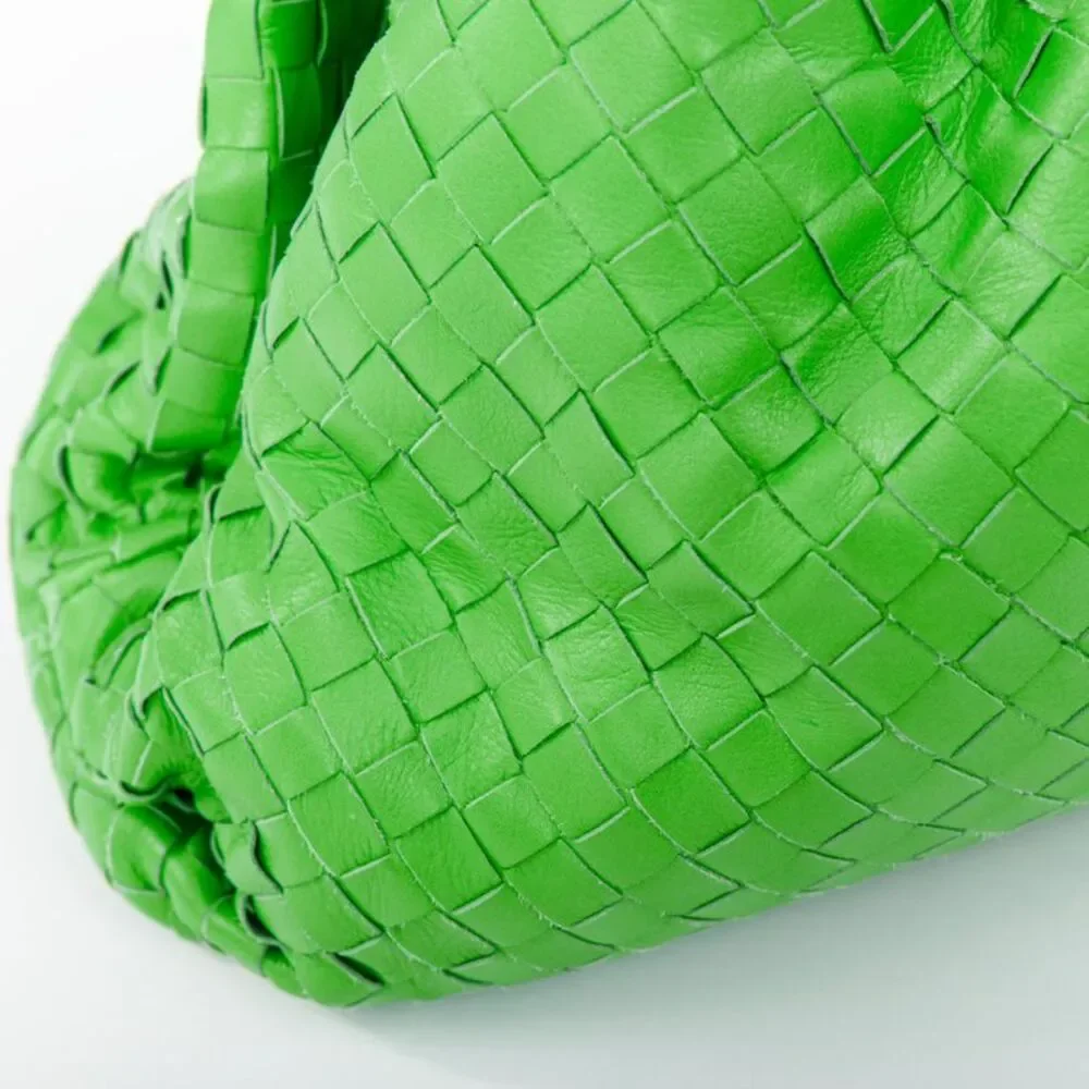 Bottega Veneta Parakeet The Pouch Green Leather Clutch Bag